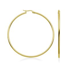 Yellow Gold Plated Stainless Steel Thin Hoop - 60mm Yellow Gold Plated Stainless Steel Thin Hoop - 60mm